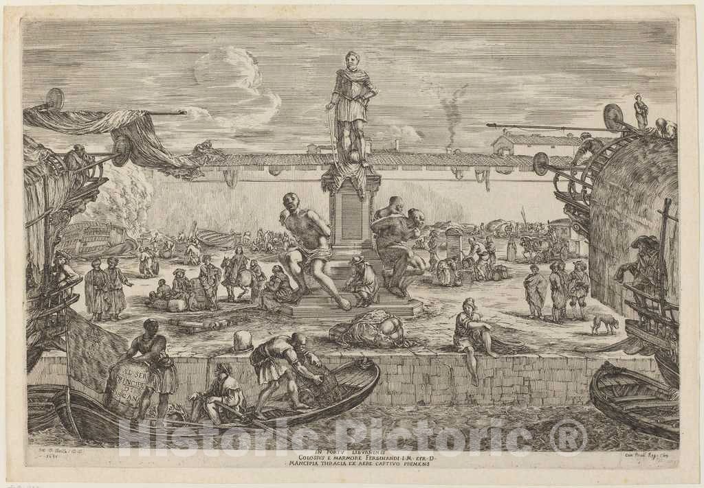 Art Print : Stefano Della Bella, Statue of Ferdinand I, c.1655 - Vintage Wall Art