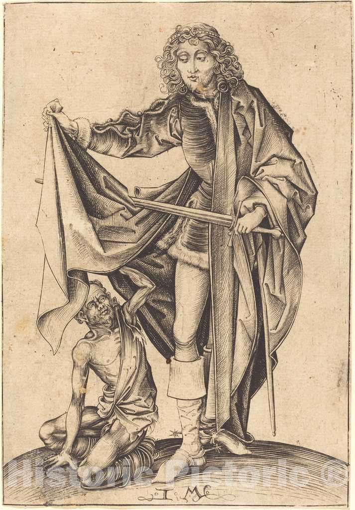 Art Print : Meckenem After Martin Schongauer, Saint Martin, c.1485 - Vintage Wall Art