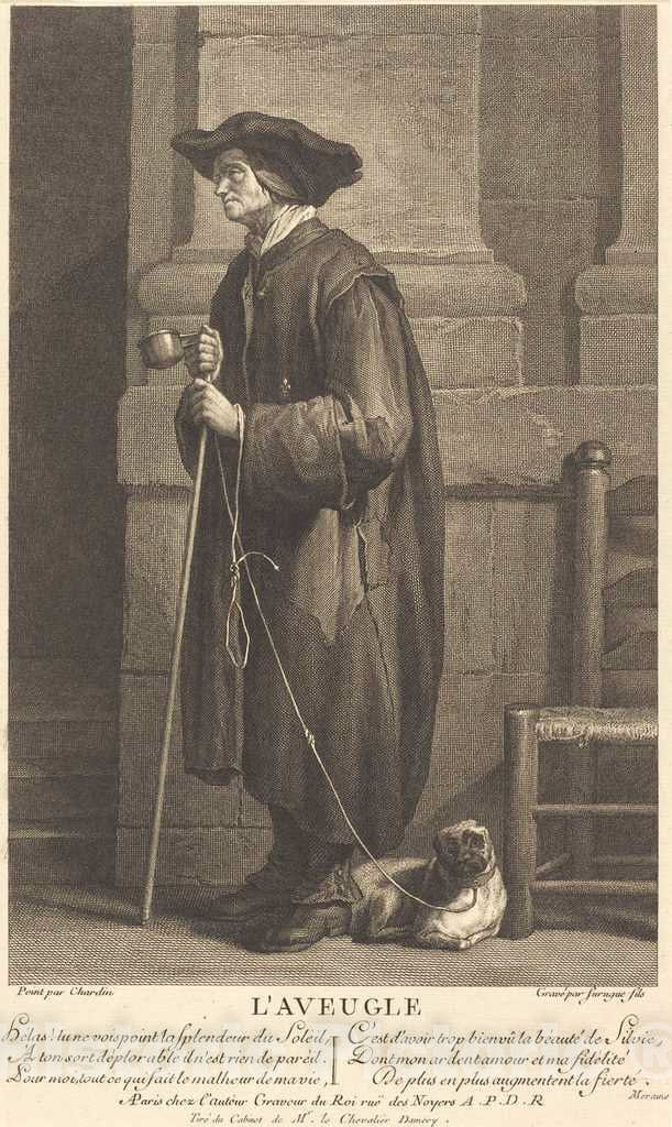 Art Print : Surugue After Jean SimÃ©on Chardin, The Blind Beggar - Vintage Wall Art