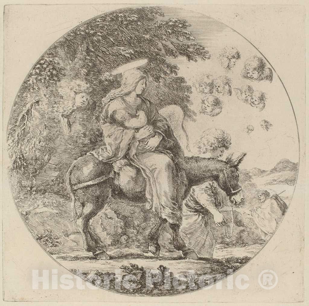 Art Print : Stefano Della Bella, The Flight into Egypt, 1662 - Vintage Wall Art