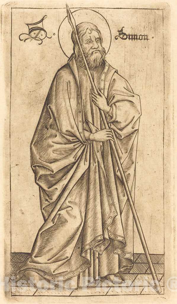 Art Print : Meckenem After Master E.S, Saint Matthew? Saint Thomas?, c.1475 - Vintage Wall Art