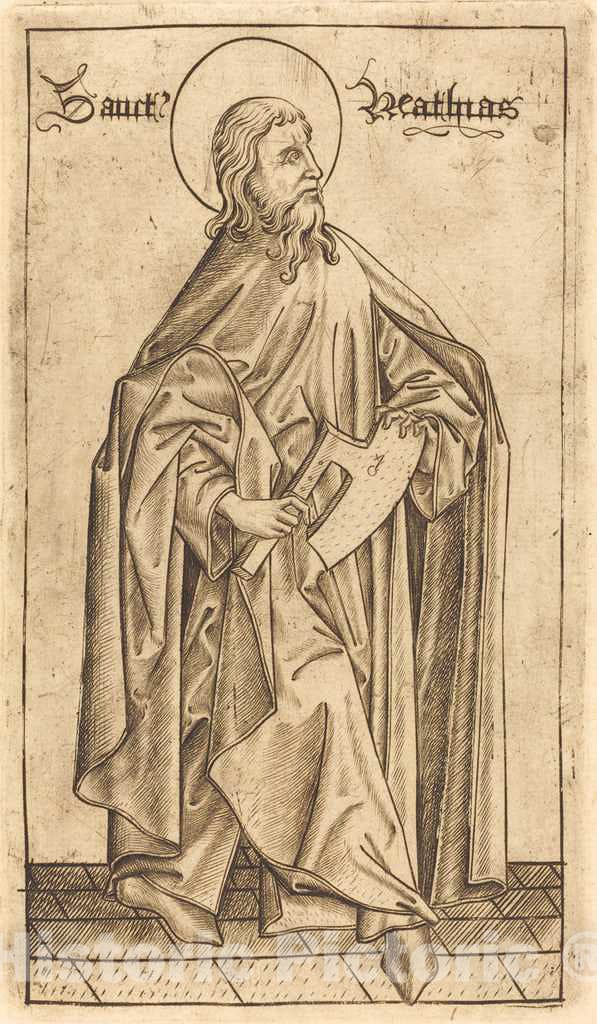 Art Print : Meckenem After Master E.S, Saint Matthias, c.1475 - Vintage Wall Art