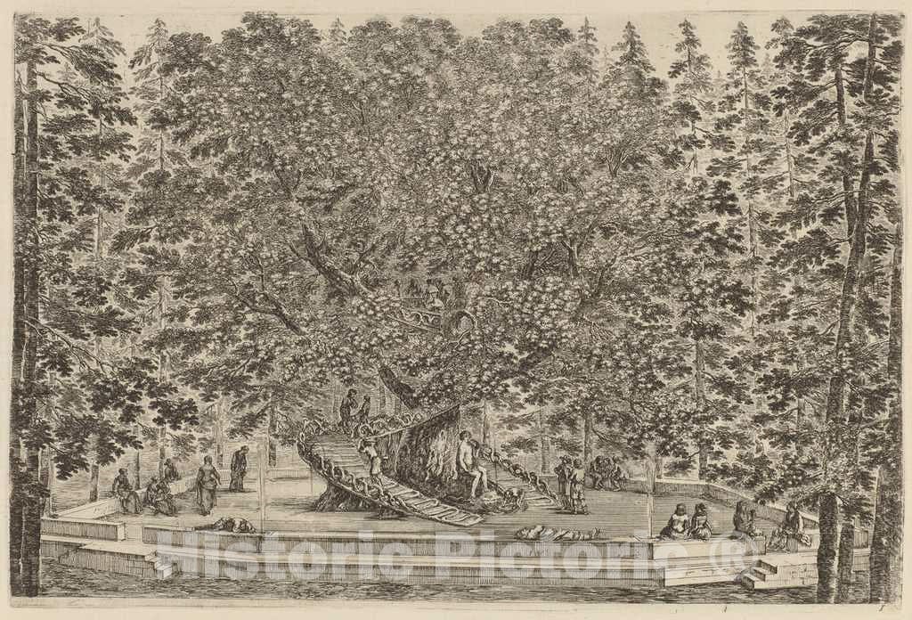 Art Print : Stefano Della Bella, The Inhabited Tree, 1653 - Vintage Wall Art