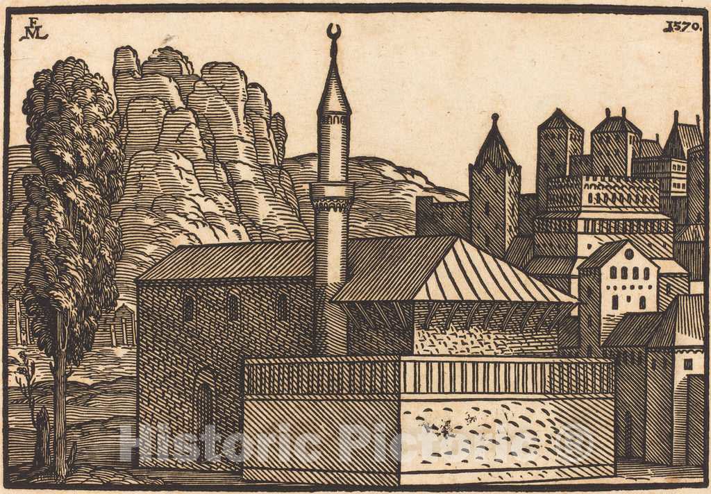 Art Print : Melchior Lorch, Turkish Town, 1570 - Vintage Wall Art