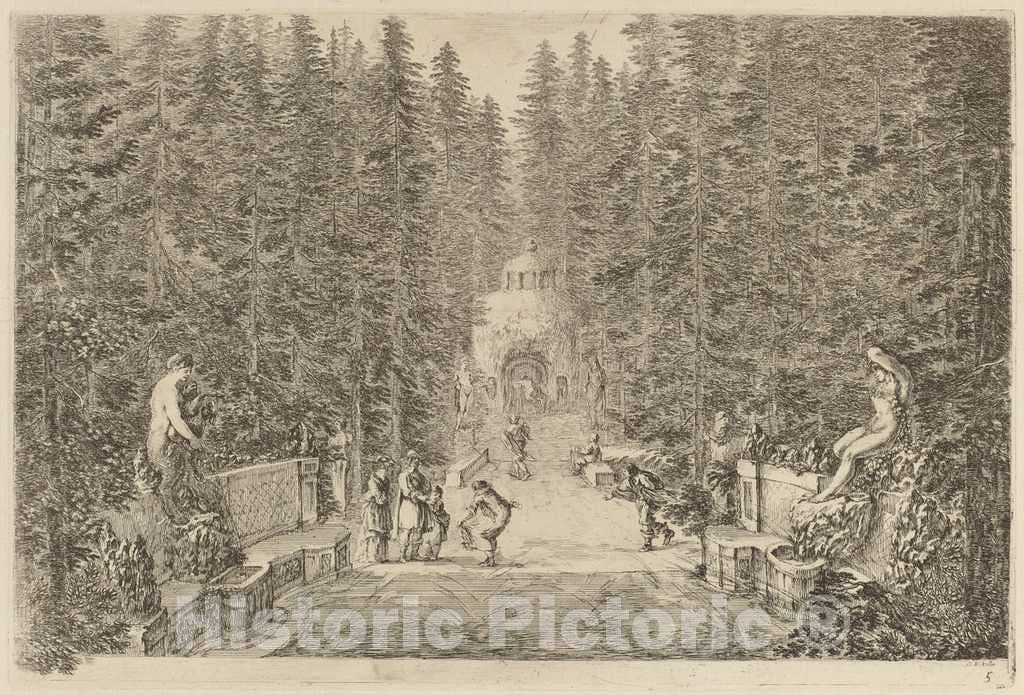 Art Print : Stefano Della Bella, The Water Spray, 1653 - Vintage Wall Art
