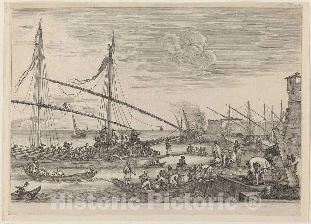 Art Print : Stefano Della Bella, The Fortifications at Livorno, c.1655 - Vintage Wall Art