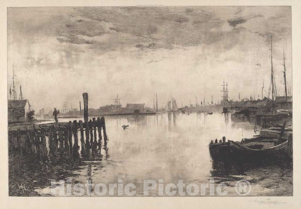 Art Print : Stephen Parrish, Gloucester Harbor, 1882 - Vintage Wall Art