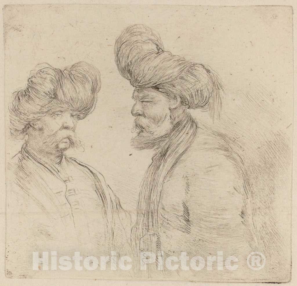 Art Print : Stefano Della Bella, Two Turks - Vintage Wall Art