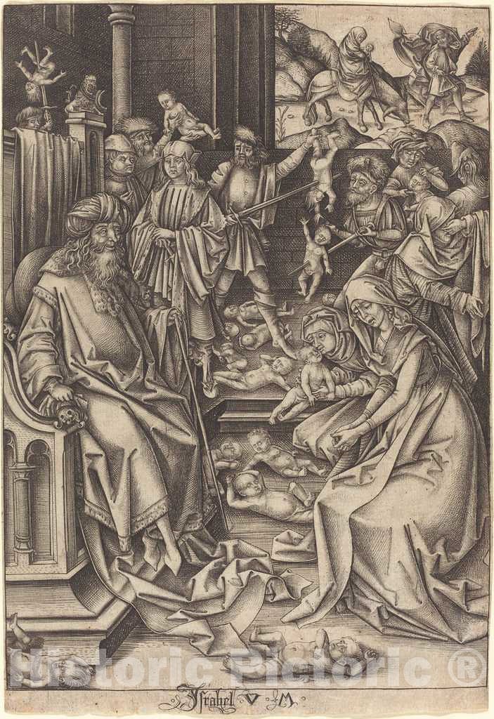 Art Print : Meckenem After Hans Holbein The Elder, Massacre of The Innocents, c.1495 - Vintage Wall Art