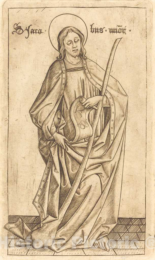 Art Print : Meckenem After Master E.S, Saint James The Less, c.1475 - Vintage Wall Art