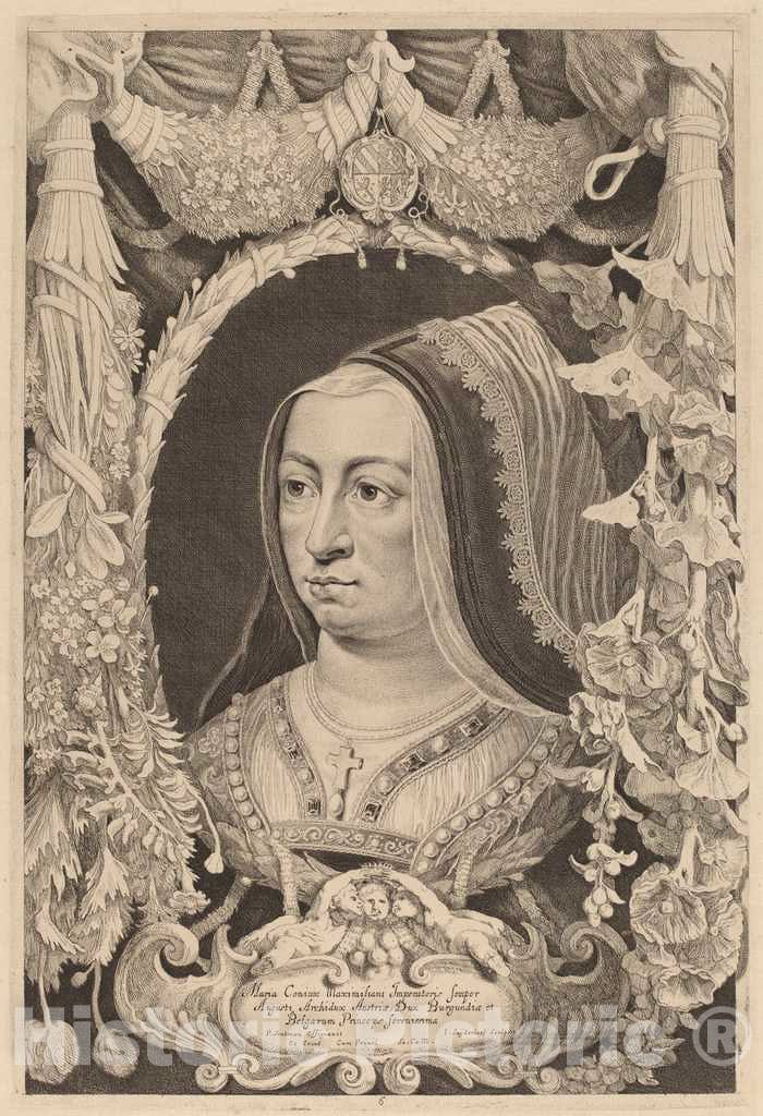 Art Print : Suyderhoff After Soutman, Maria of Burgundy, Empress and Wife of Maximilian I - Vintage Wall Art