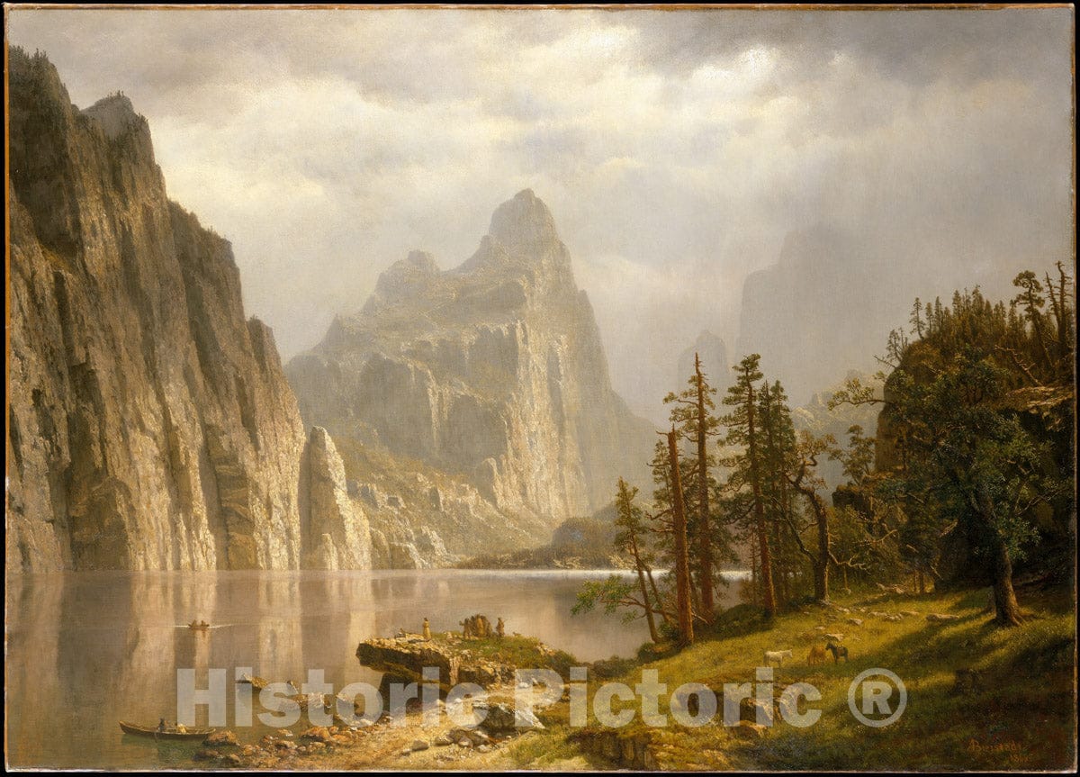 Art Print : Albert Bierstadt - Merced River, Yosemite Valley : Vintage Wall Art