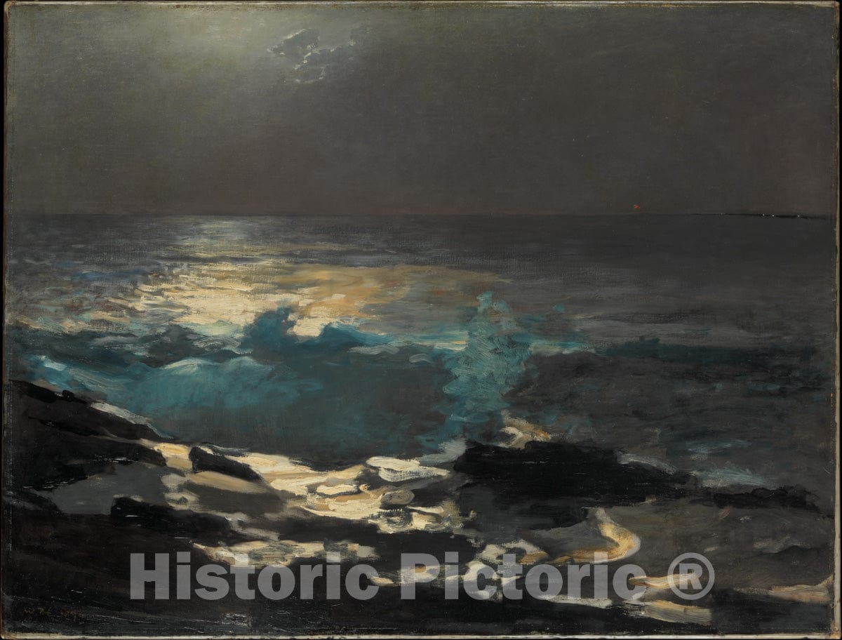 Art Print : Winslow Homer - Moonlight, Wood Island Light : Vintage Wall Art