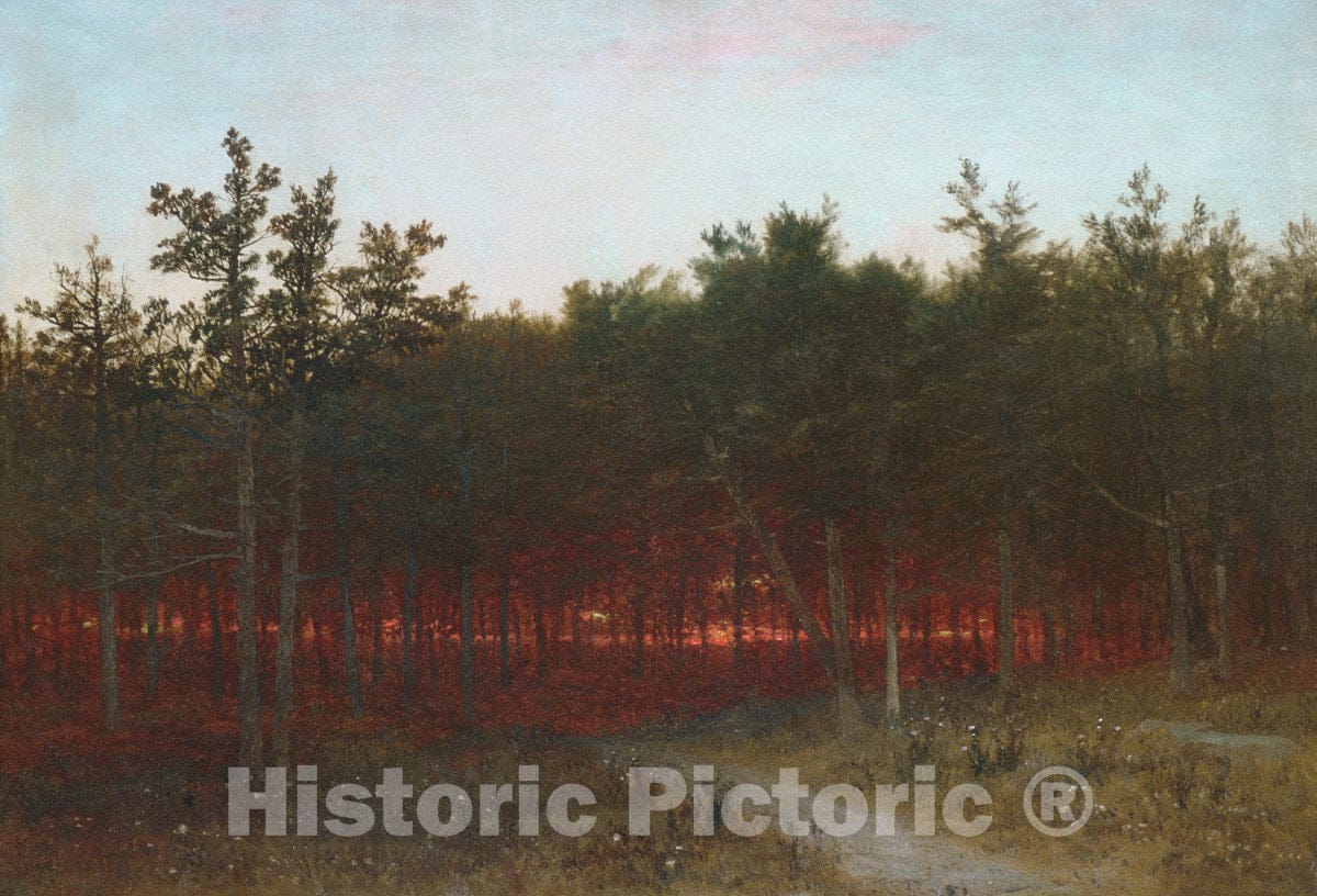 Art Print : John Frederick Kensett - Twilight in The Cedars at Darien, Connecticut : Vintage Wall Art