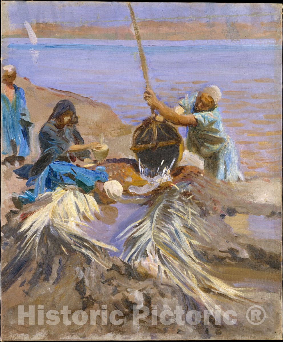 Art Print : John Singer Sargent - Egyptians Raising Water from The Nile : Vintage Wall Art