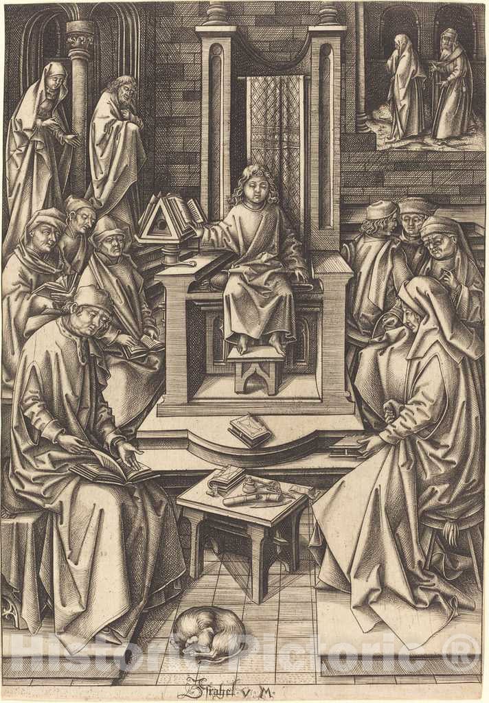 Art Print : Meckenem After Hans Holbein The Elder, Christ Among The Doctors, c.1495 - Vintage Wall Art