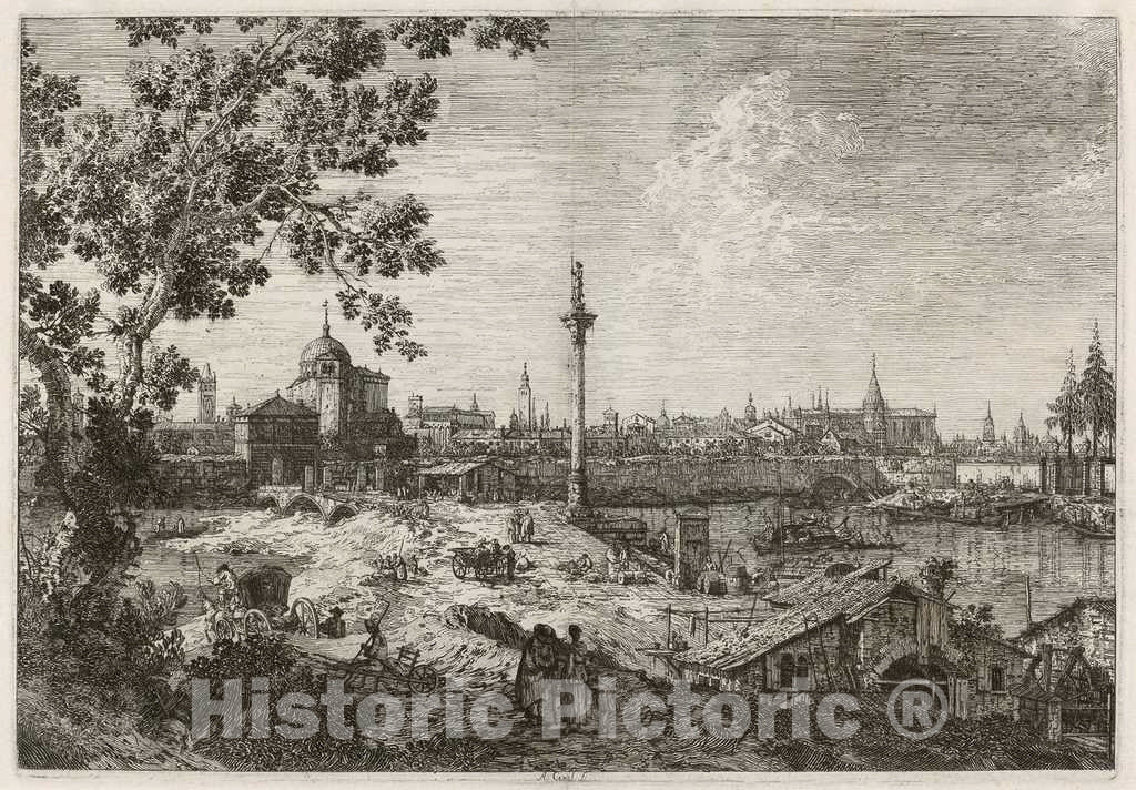 Art Print : Canaletto, Imaginary View of Padua, c.1741 - Vintage Wall Art