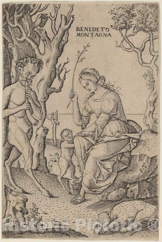 Art Print : Benedetto Montagna, Satyr Family, c.1516 - Vintage Wall Art