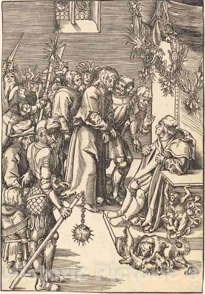 Art Print : Lucas Cranach The Elder, Christ Before Caiaphas - Vintage Wall Art