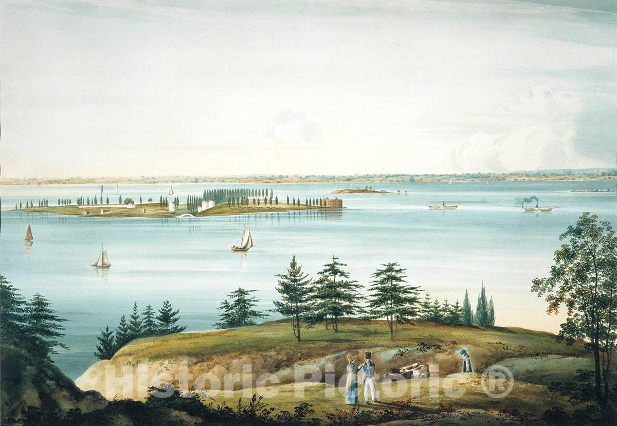 Art Print : William Guy Wall - The Bay of New York and Governors Island Taken from Brooklyn Heights : Vintage Wall Art