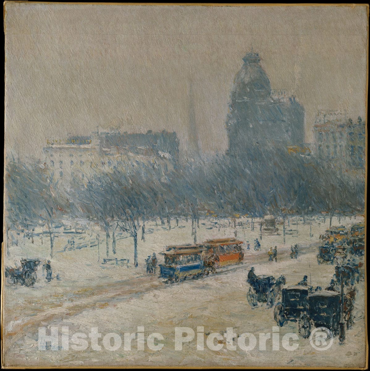 Art Print : Childe Hassam - Winter in Union Square : Vintage Wall Art