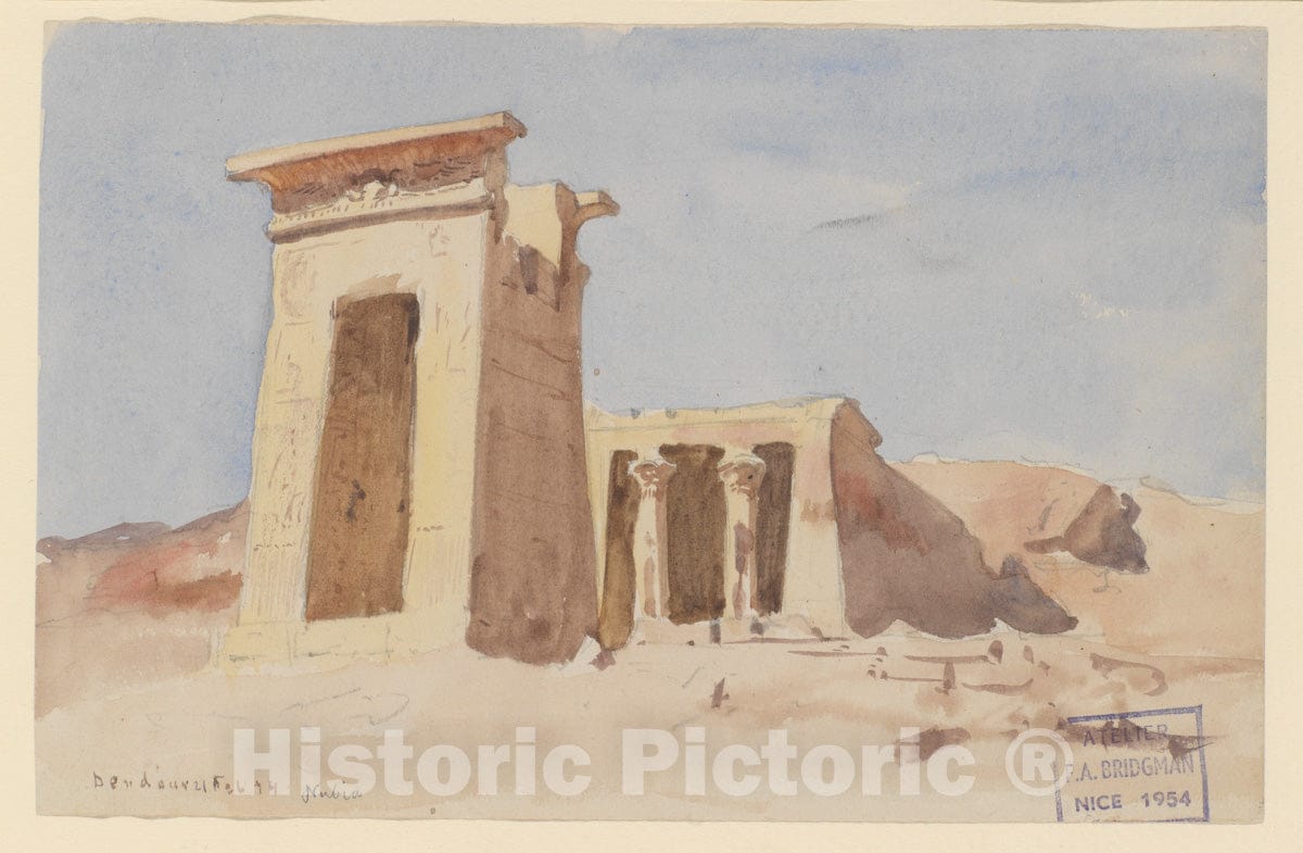 Art Print : Frederick Arthur Bridgman - The Temple of Dendur, Showing The Pylon : Vintage Wall Art