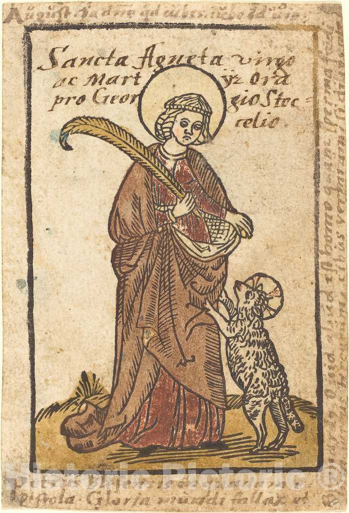 Art Print : Saint Agnes, c. 1490 - Vintage Wall Art