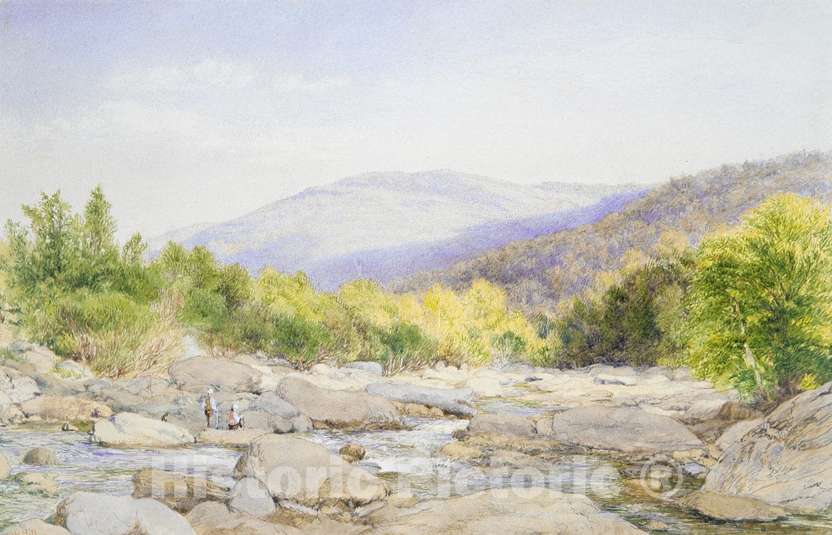 Art Print : John William Hill - Landscape: View on Catskill Creek : Vintage Wall Art