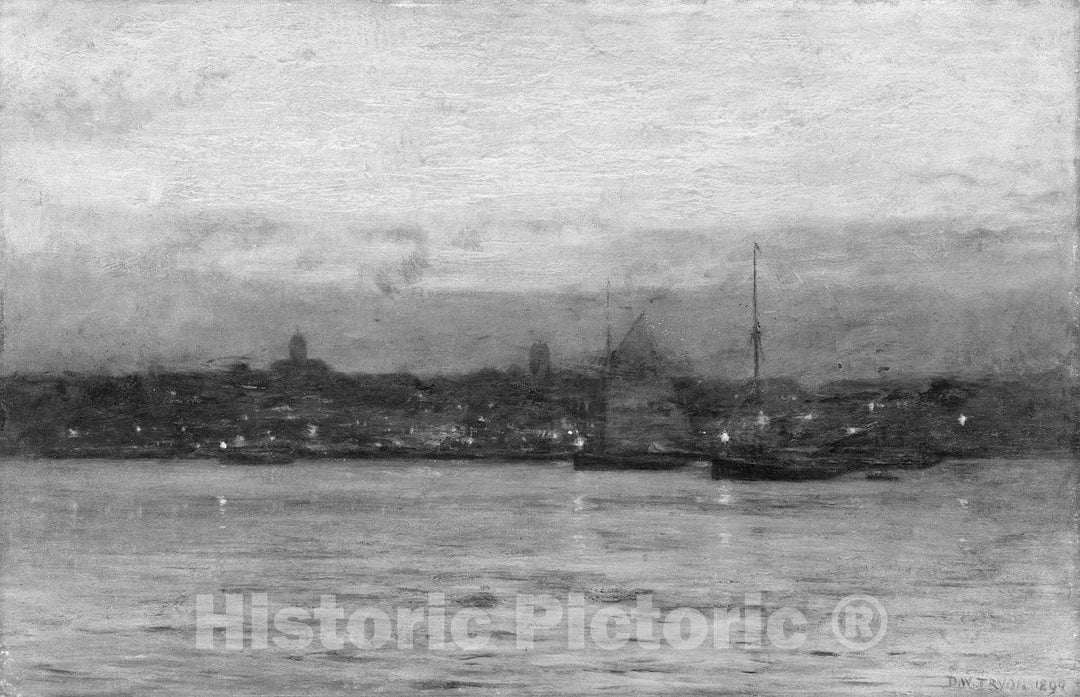 Art Print : Dwight William Tryon - Evening, New Bedford Harbor : Vintage Wall Art