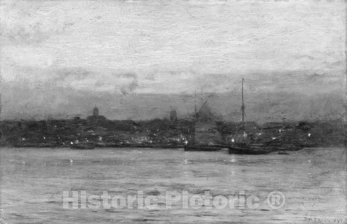 Art Print : Dwight William Tryon - Evening, New Bedford Harbor : Vintage Wall Art