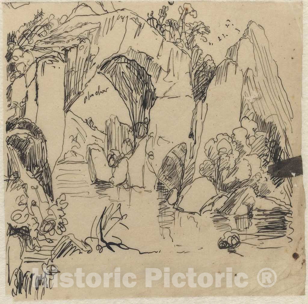 Art Print : Rodolphe Bresdin, Landscape, c. 1858 - Vintage Wall Art