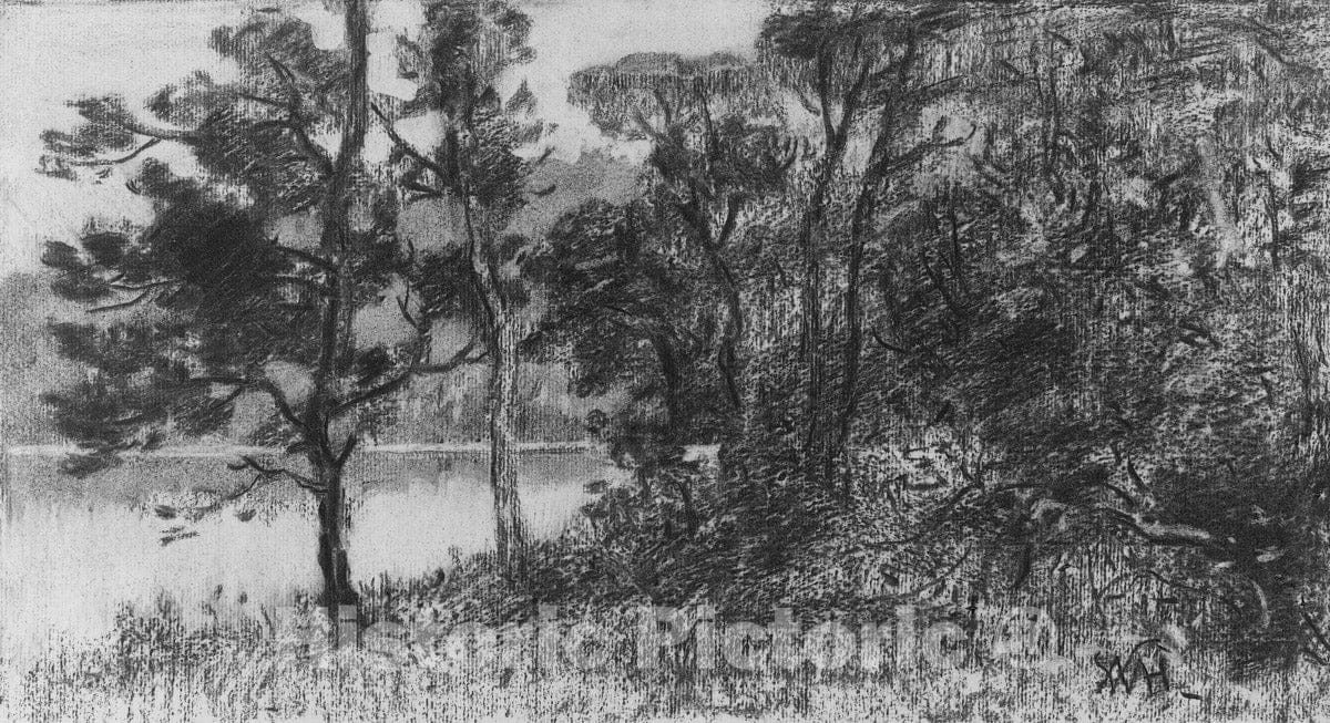 Art Print : William Morris Hunt - River Landscape : Vintage Wall Art