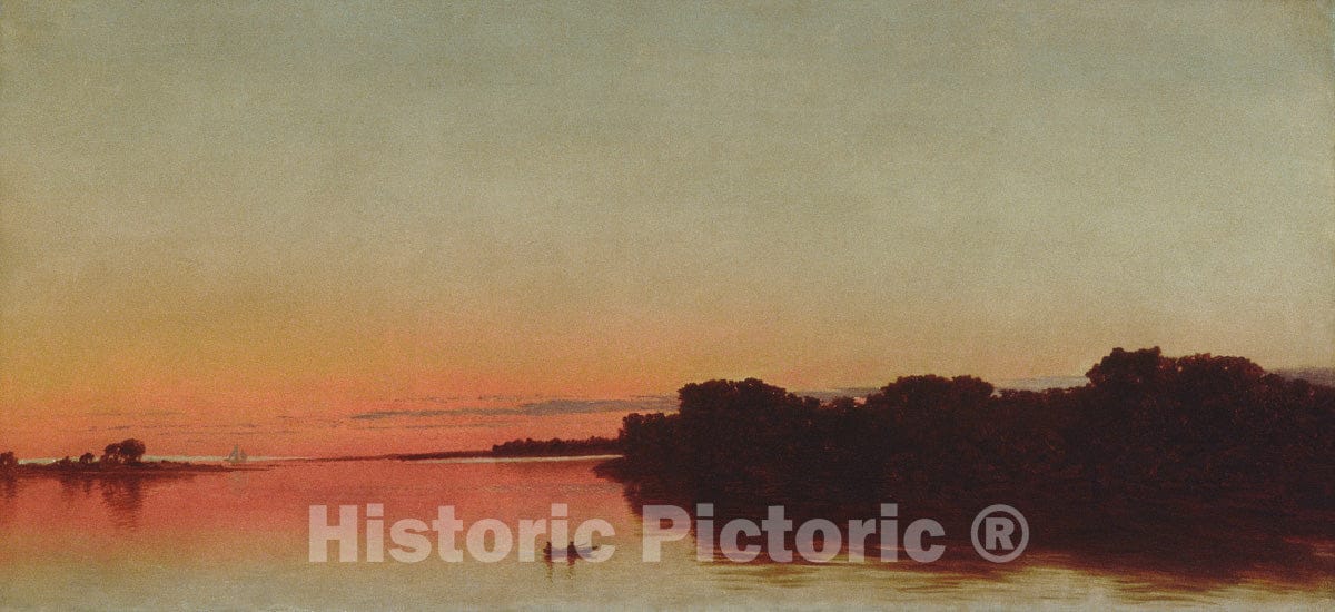 Art Print : John Frederick Kensett - Twilight on The Sound, Darien, Connecticut : Vintage Wall Art