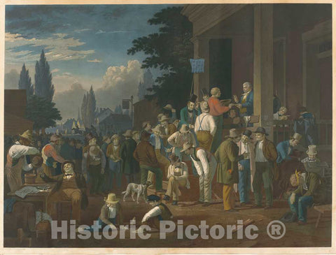 Art Print : Sartain After Caleb Bingham, The County Election, 1854 - Vintage Wall Art