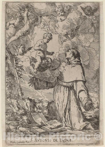 Art Print : Giulio Carpioni, Saint Anthony of Padua, 1640s - Vintage Wall Art