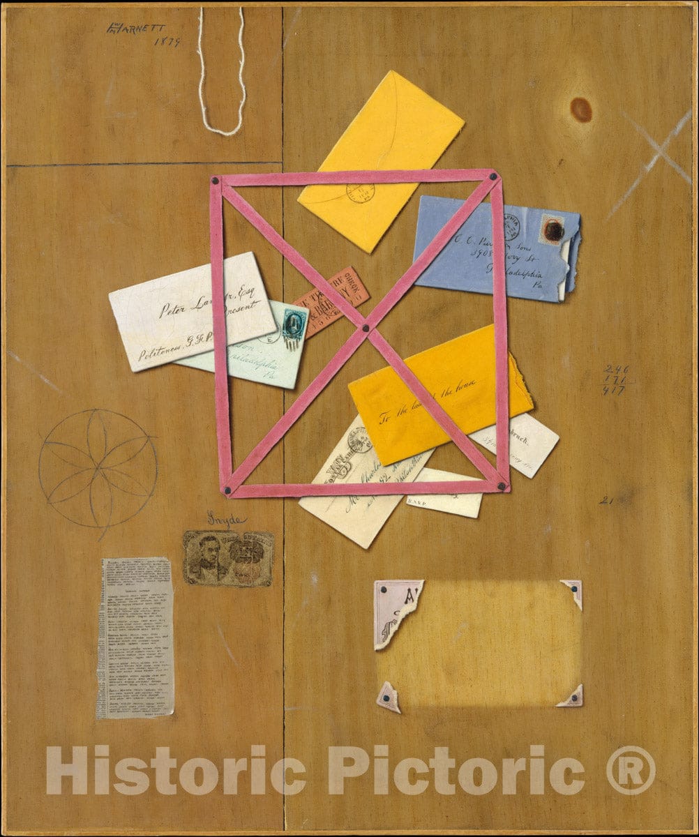 Art Print : William Michael Harnett - The Artist's Letter Rack : Vintage Wall Art