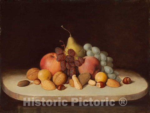 Art Print : Robert Seldon Duncanson, Still Life with Fruit and Nuts, 1848 - Vintage Wall Art