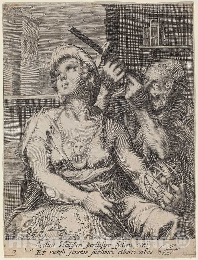 Art Print : Drebbel After Hendrik Goltzius, Astronomy - Vintage Wall Art