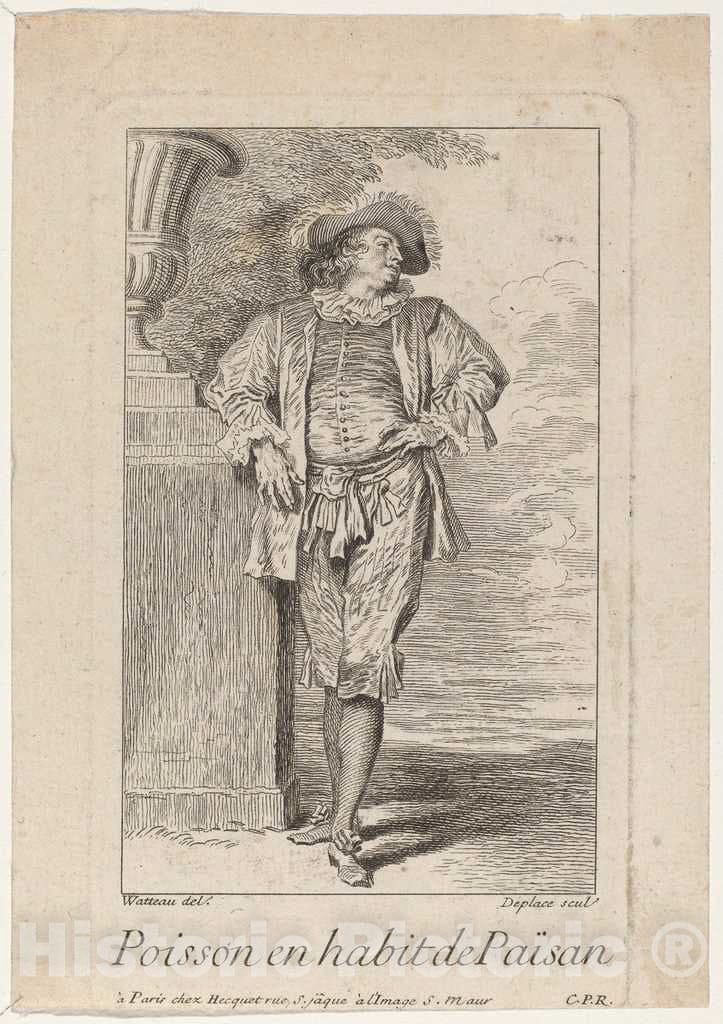 Art Print : Louis Deplaces After Watteau, Poisson en Habit de PaÃ¯san - Vintage Wall Art
