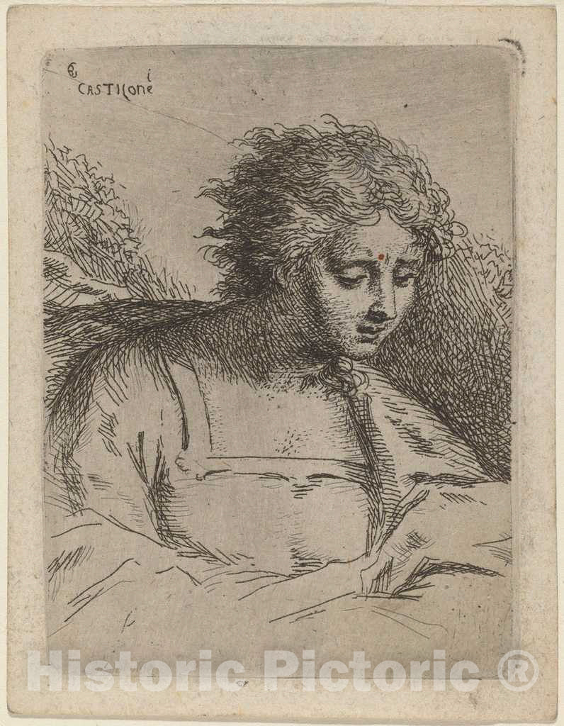 Art Print : Bartholomus Ignaz Weiss, Half-Length Figure Reading - Vintage Wall Art