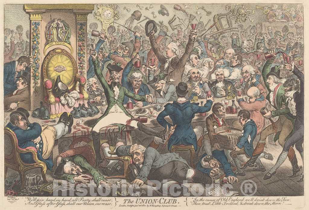 Art Print : Gillray, The Union Club, 1801 - Vintage Wall Art