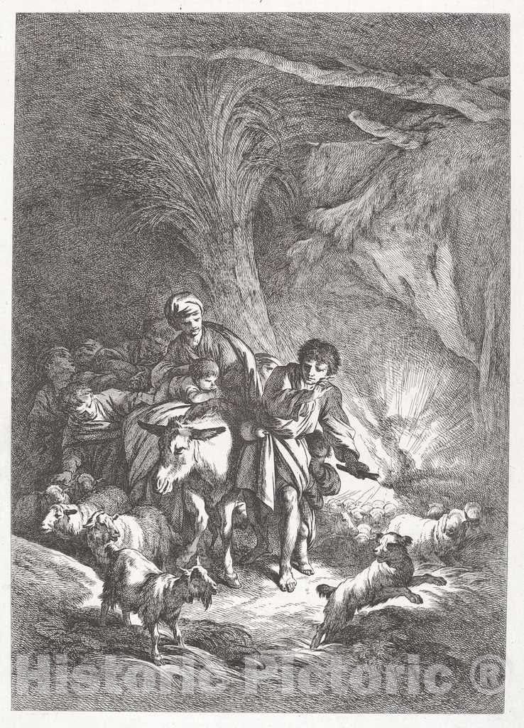 Art Print : Baptiste HÃ¼et, The Flight into Egypt, 1798 - Vintage Wall Art