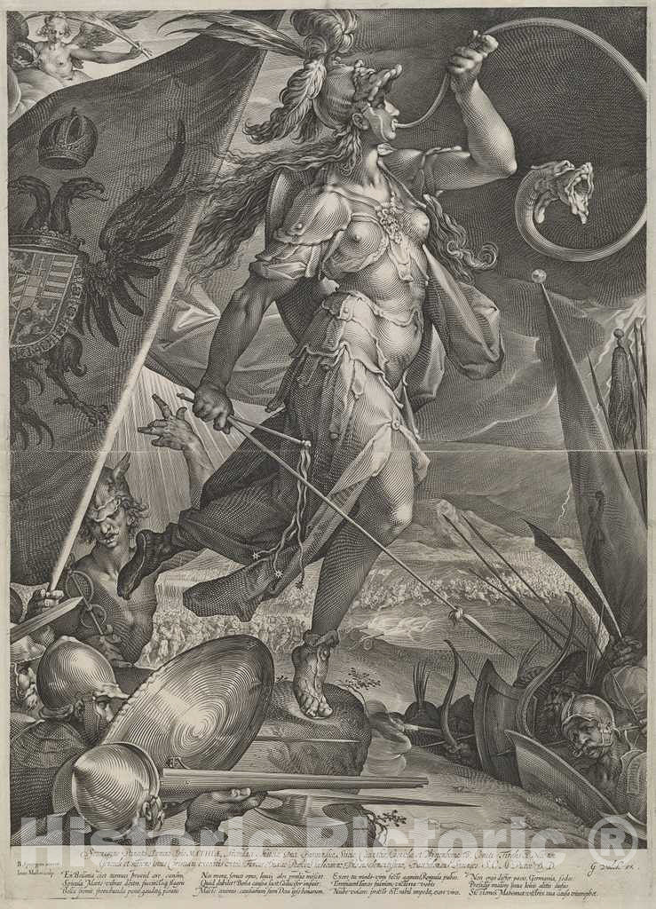 Art Print : Muller After Spranger, Bellona Leading The Imperial Armies Against The Turks, 1600 - Vintage Wall Art