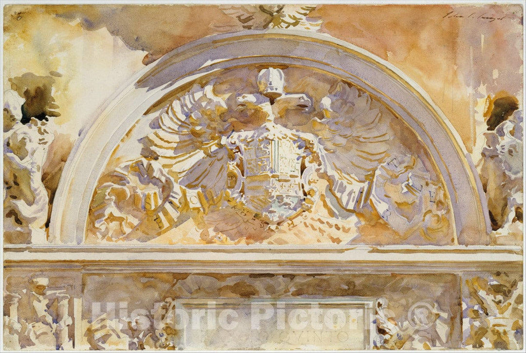 Art Print : John Singer Sargent - Escutcheon of Charles V of Spain : Vintage Wall Art