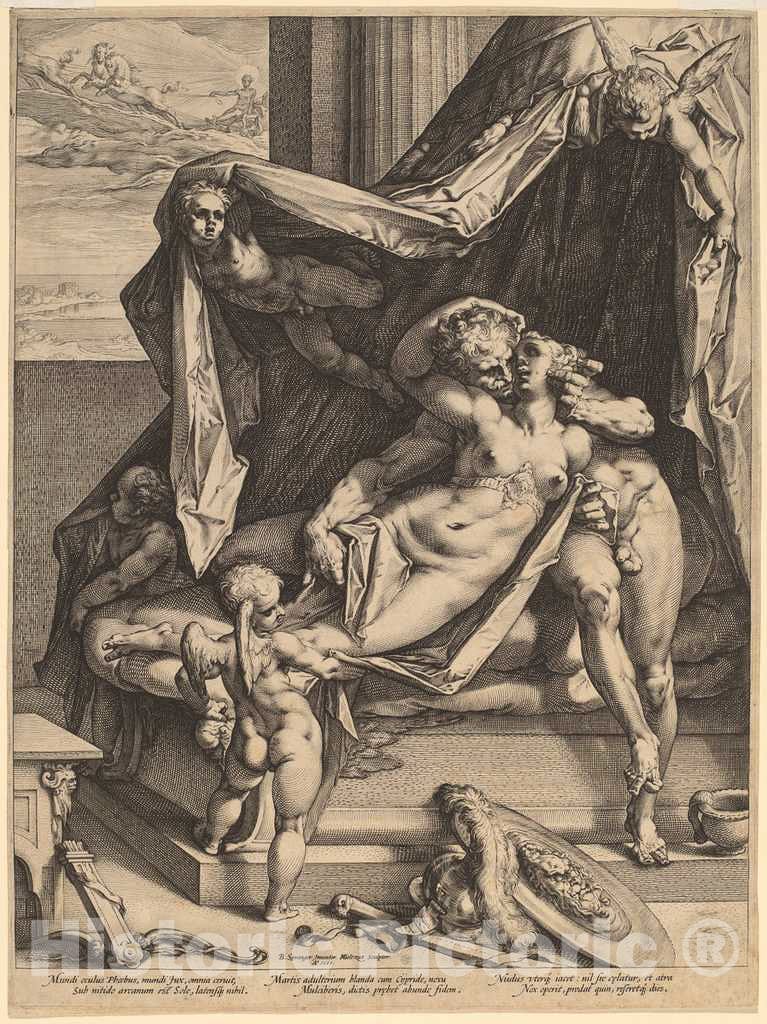 Art Print : Goltzius, After Spranger, Mars and Venus, 1588 - Vintage Wall Art