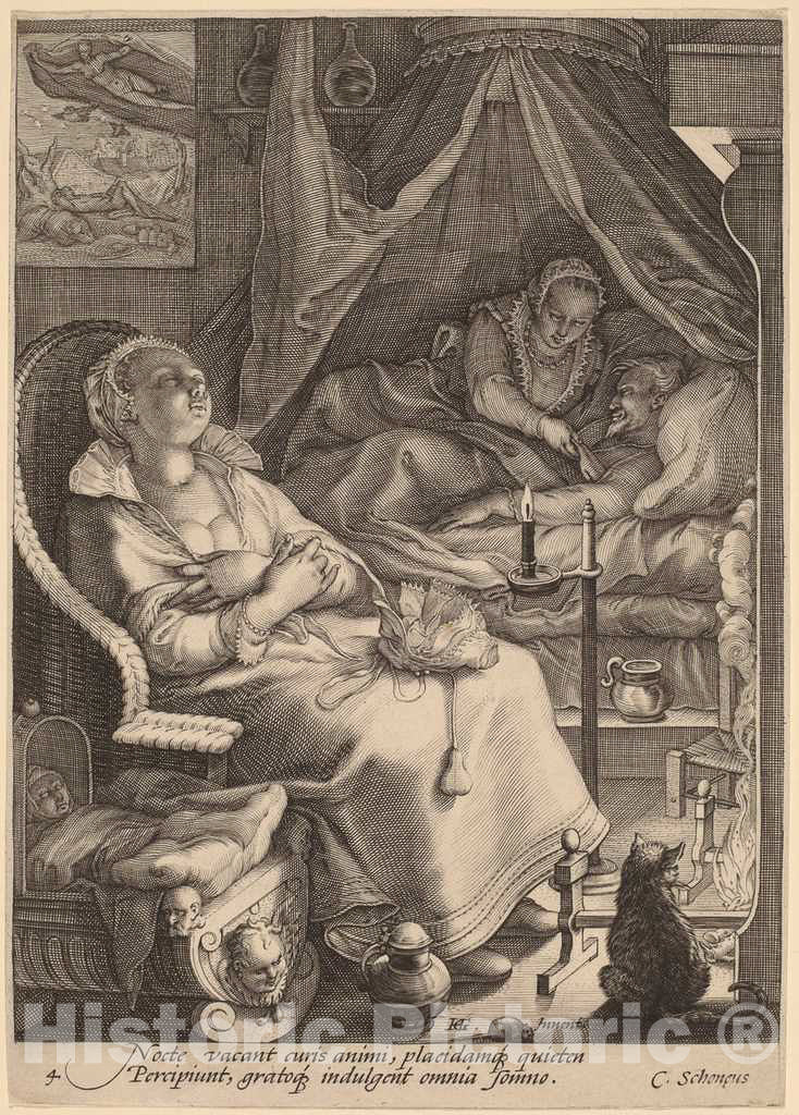 Art Print : Saenredam, After Goltzius, Night, c.1595-1598 - Vintage Wall Art
