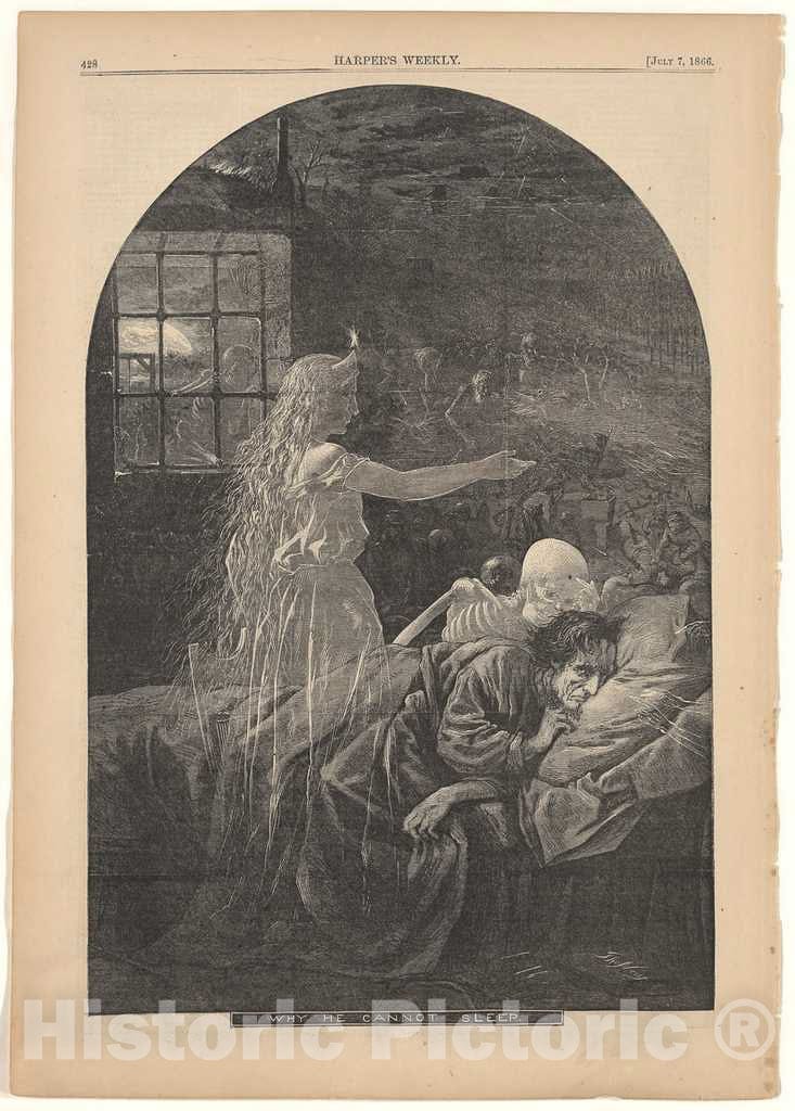 Art Print : Thomas Nast, Why He Cannot Sleep, 1866 - Vintage Wall Art