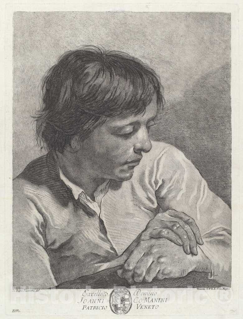 Art Print : Alessandri, After Piazzetta, A Young Man with His Hands Crossed, c. 1760 - Vintage Wall Art