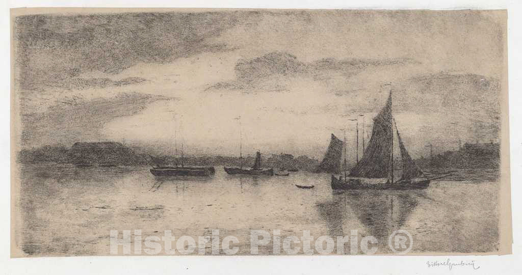 Art Print : Vittore Grubicy, Antwerp: Sunset [Anversa: Tramonto], 1893-1894 - Vintage Wall Art