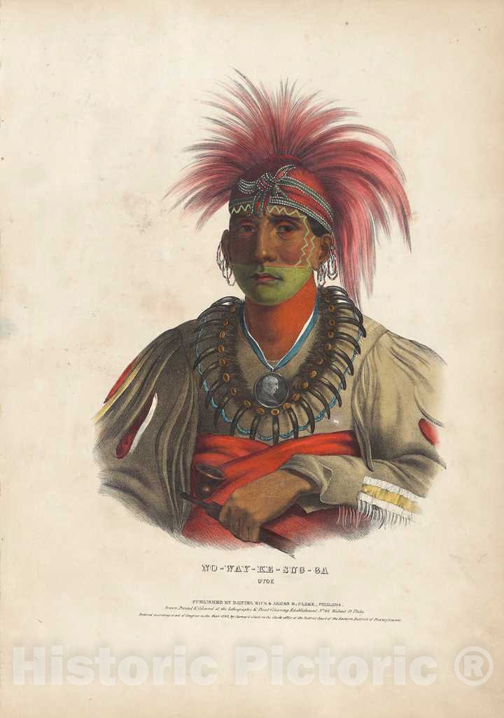 Art Print : Charles Bird King, No-Way-Ke-Sug-Ga, Otoe, 1842 - Vintage Wall Art